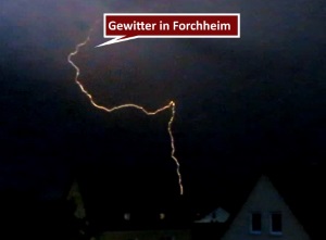 Blitz beim Gewitter in Forchheim
